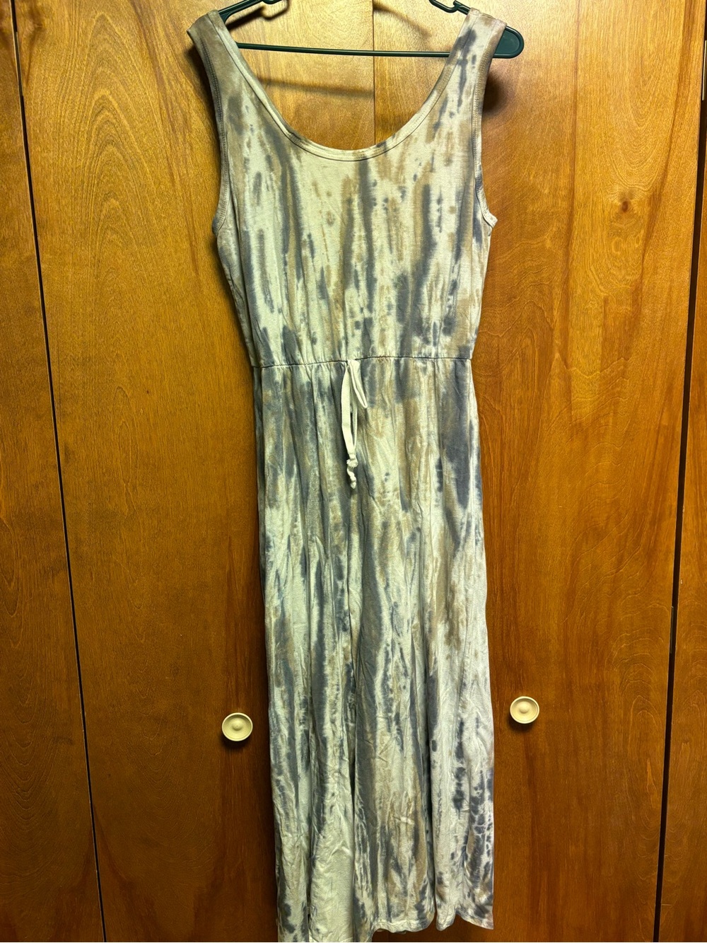 Sleeveless Tie-Waist jumpsuit Taupe and Slate